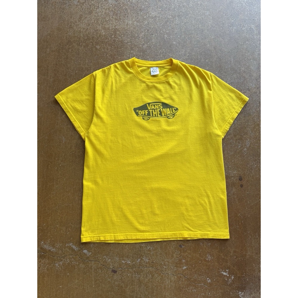 VTG Late 90s Vans Off The Wall Skateboard Original Logo Skater T-Shirt L Yellow